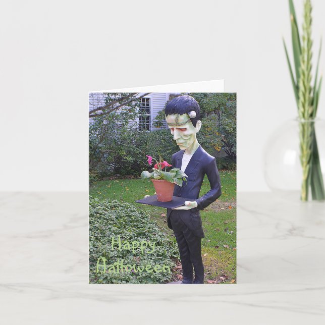 Cartão de nota de Frankenstein o Dia das Bruxas (Frente)