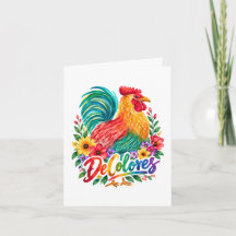 Cartão de Nota de Galo em Aquarela De Colores