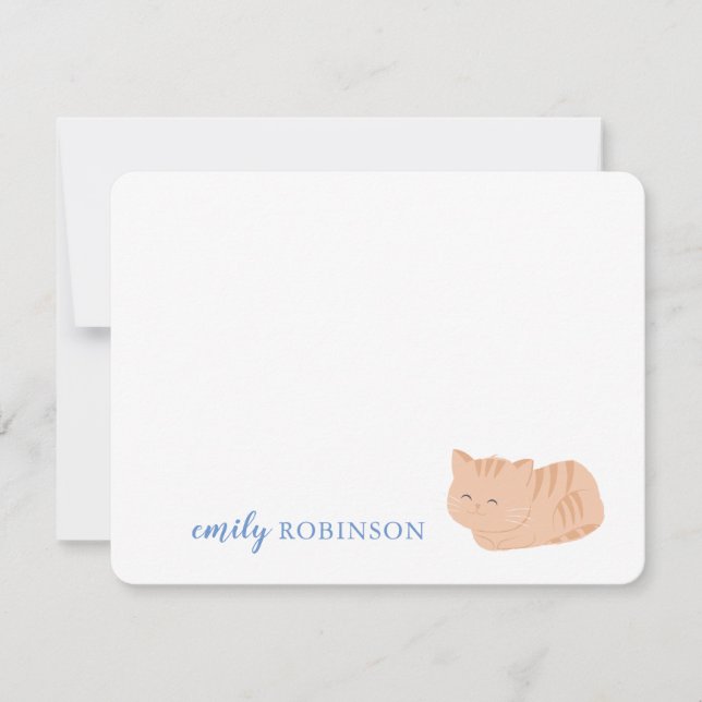 Cartão de Nota de Gato Atigrado Fofo Personalizado (Frente)