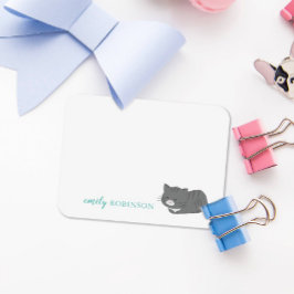 Cartão de Nota de Gato Cinza Fofo Personalizado