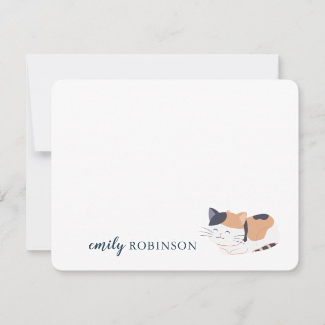Cartão de Nota de Gato Fofo Personalizado (Frente)