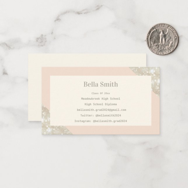 Cartão de Nota de Graduação Moderna Elegante Simpl (Frente/Verso In Situ)