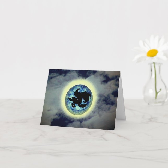 Cartão de Nota de Halloween de Lua Cheia de Bambão (Planta pequena)