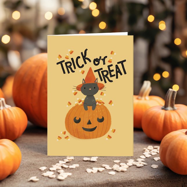 Cartão De Nota De Halloween De Trick Ou Tratar (Criador carregado)