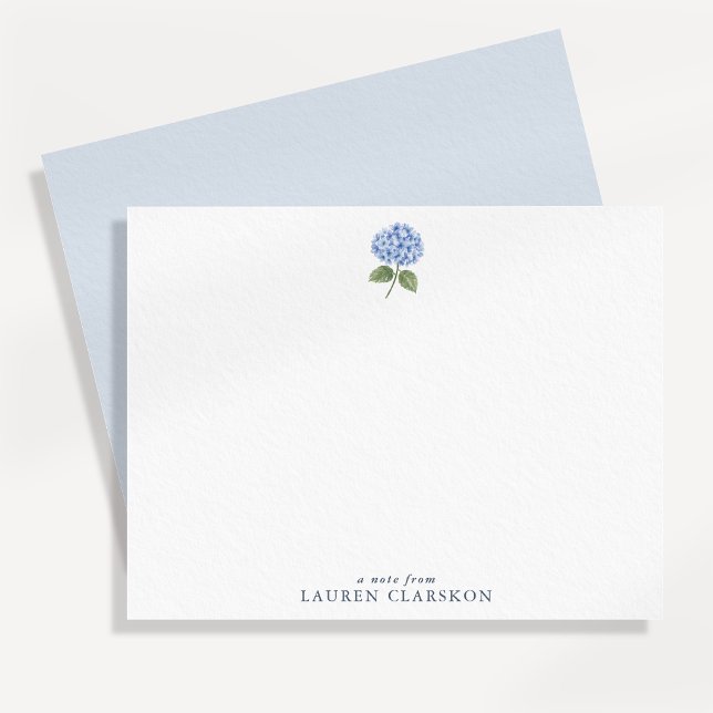Cartão de Nota de Hortênsia Azul Simples (Criador carregado)