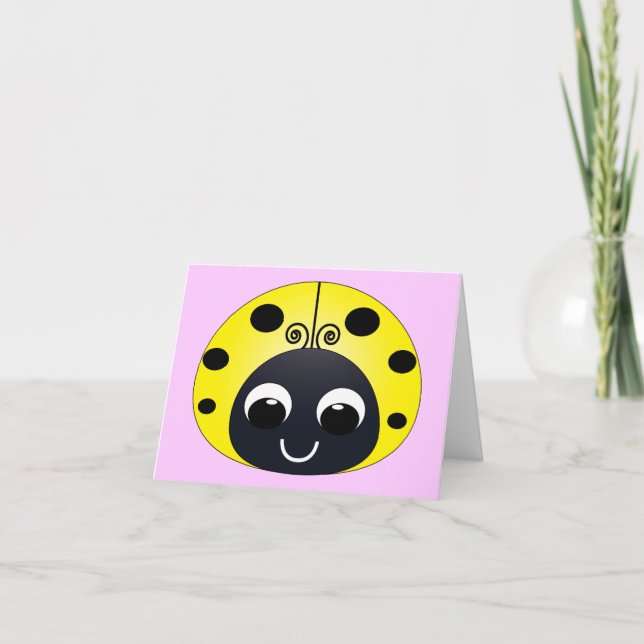 Cartão de Nota de Ladybug Amarelo (Frente)