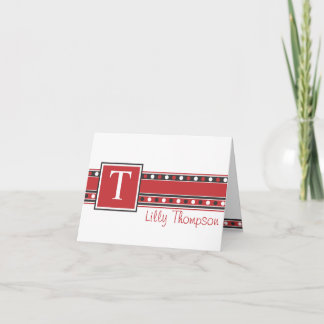 Cartão de nota de Lilly - vermelho e preto