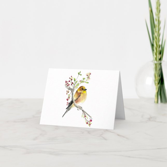 Cartão de Nota de Linda Cor de Água Goldfinch (Beautiful Watercolor Goldfinch Blank Note Cards from Jenn Steffen Art)