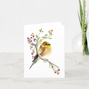 Cartão de Nota de Linda Cor de Água Goldfinch