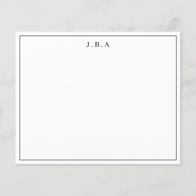 Cartão de Nota de Linha de Borda do Monograma Form (Frente)