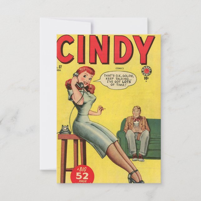Cartão de Nota de Lista de Quadrinhos "Cindy" (Frente)