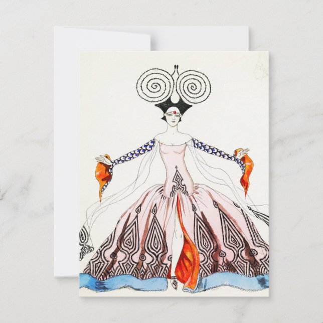 Cartão de Nota de Moda Georges Barbier Art Deco (Frente)