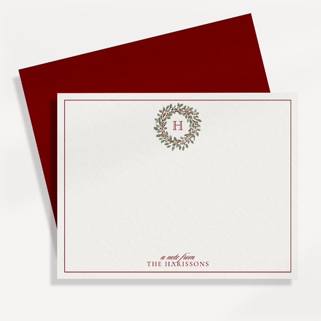 Cartão de Nota de Monograma de Coroa de Natal (Criador carregado)