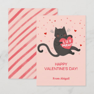 Cartão de Nota de Namorados para Crianças de Gato 