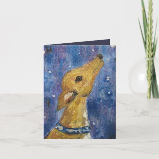 Cartão de Nota de Natal de Whippet Greyhound (Frente)