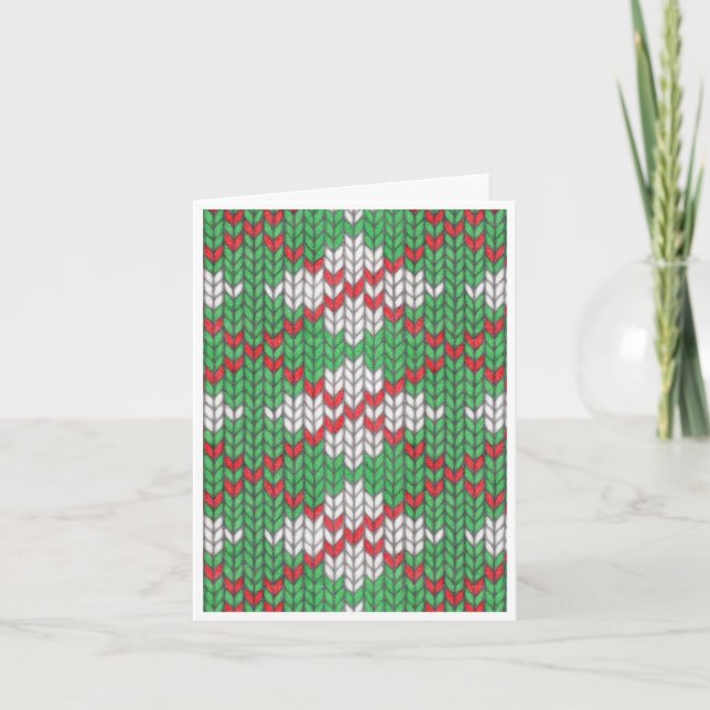 Cartão de Nota de Natal do KNIT ARGYLE XMAS / Vert (Frente)