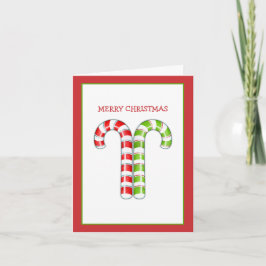 Cartão de Nota de Natal verde vermelho Candy Canes