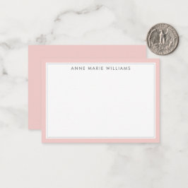 Cartão de Nota de Nome Minimalista Rosa Cor-de-Ros