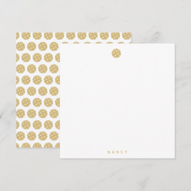 Cartão de Nota de Nome Personalizado Chic Dourado  (Frente/Verso)