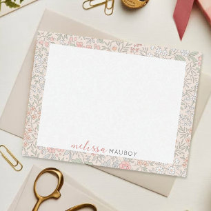 Cartão de Nota de Nome Personalizado de Blush Flor