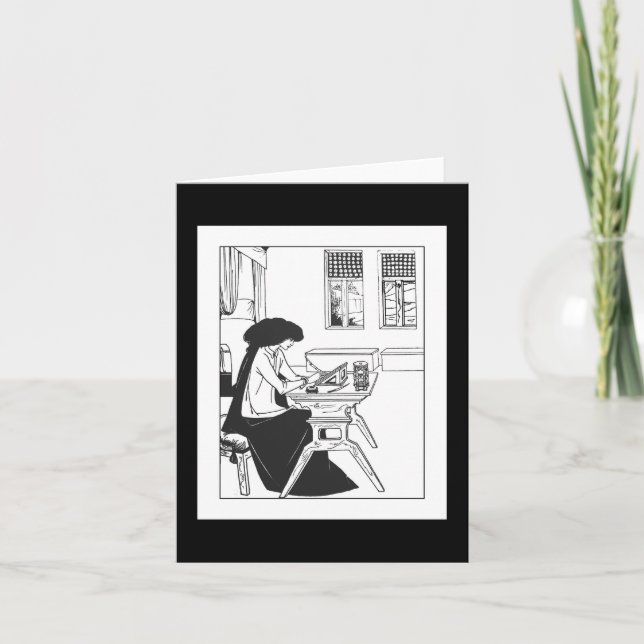 Cartão de nota de Nouveau da arte de Beardsley (Frente)