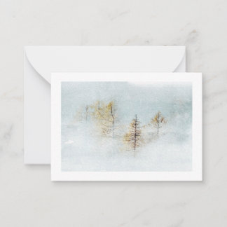 Cartão de nota de paisagem em aquarela de inverno