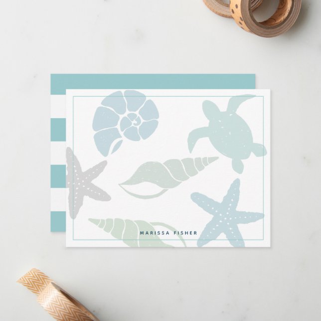 Cartão de Nota de Papel de Carta Rosa-Farol (Frente/Verso In Situ)