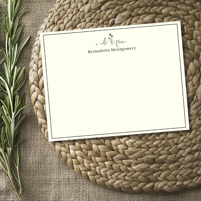 Cartão de Nota de Papelaria Dandelion Chic Preto (Criador carregado)