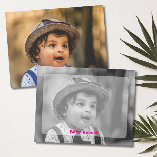 Cartão de Nota de Papelaria de Foto de Bebê Preto