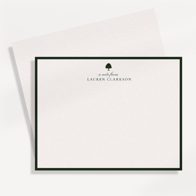 Cartão de Nota de Papelaria Elegant Oak (Criador carregado)