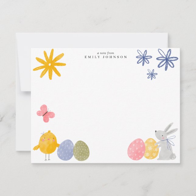 Cartão de Nota de Páscoa do Coelho da Primavera (Frente)