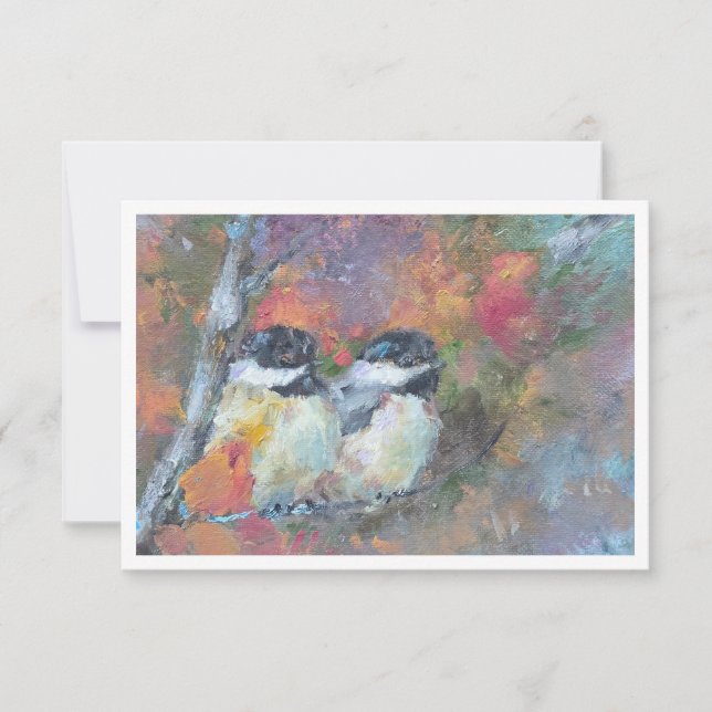 Cartão de Nota de Pintura a Óleo de Twi Chapim-de- (Frente)