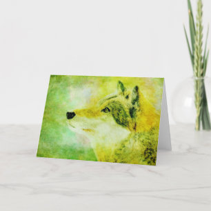 Cartão de Nota de Pintura do Lobo Verde, Arte Insp