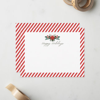 Cartão de Nota de Poinsetta de Feriado