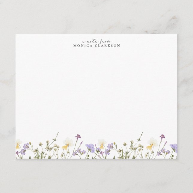 Cartão de Nota de Prado de Flores Silvestres (Frente)