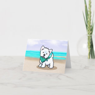 Cartão de Nota de Praia de Westie Cutieface