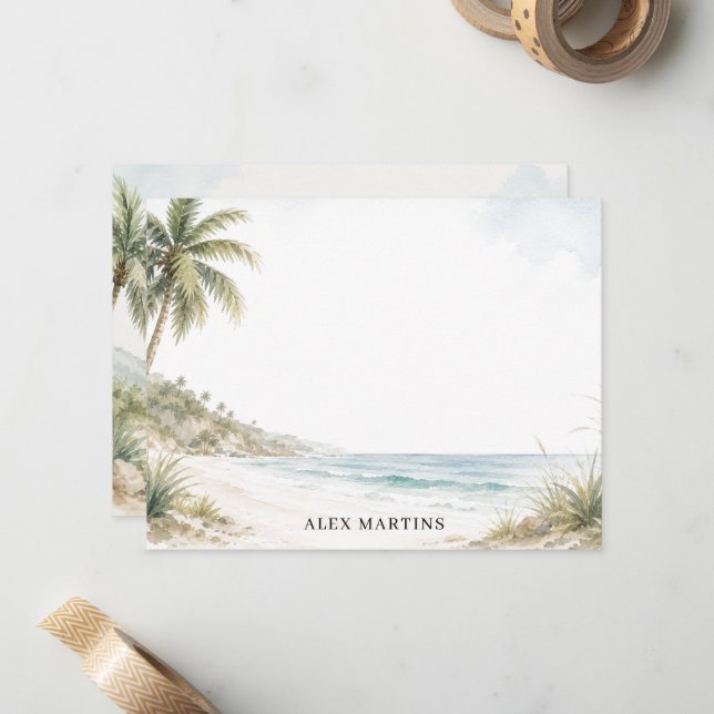 Cartão de Nota de Praia Personalizado (Frente/Verso In Situ)