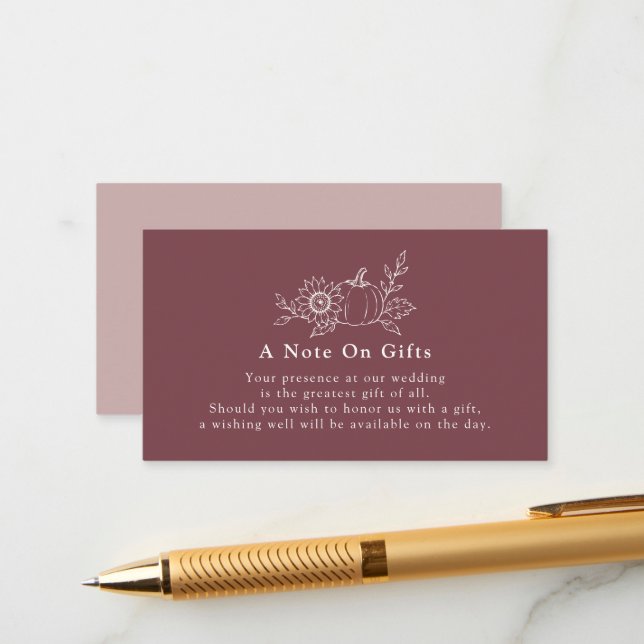 Cartão de Nota de Presente de Casamento de Girasso (Frente/Verso In Situ)