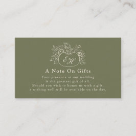 Cartão de Nota de Presente de Casamento Olive Sage