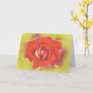Cartão de Nota de Rosa vermelha de Arte de Aquarel