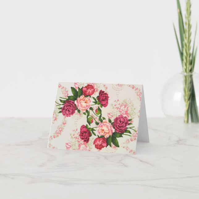 Cartão de Nota de Rosas Rosa (Frente)