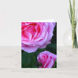 Cartão de Nota de Rosas Rosa Elegante