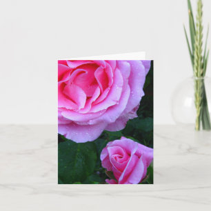 Cartão de Nota de Rosas Rosa Elegante