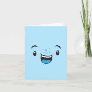 Cartão de Nota de Rosto Kawaii Sorridente Azul