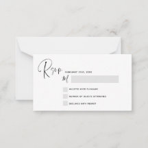 Cartão de Nota de Script Branco Preto de Casamento