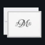 Cartão de Nota de Script Flourish do Monograma Clá<br><div class="desc">Cartões de agradecimentos plano monograma clássico,  elegante,  profissional de Black & White Flourish Script monograma. perfeito para correspondência comercial. Estas são placas de nota plana. Se você quiser Cartões dobrados,  vá para a parte inferior da página onde ela diz "Transferir este design" e selecione cartões de agradecimentos dobrado.</div>