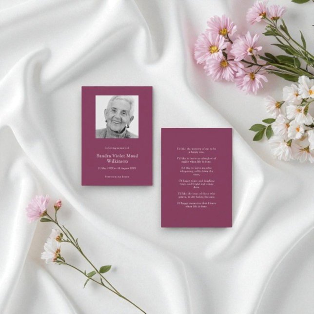 Cartão de Nota de Simpatia Funeral do Poema Maroon (Criador carregado)