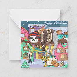 Cartão de Nota de Sloth Fofinho de Hanukkah