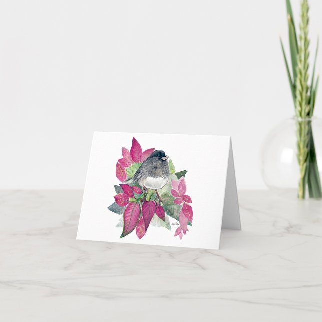 Cartão de Nota de Sola Lindo Junco (Beautiful Watercolor Colored Pencil Dark Eyed Junco Blank Note Cards from Jenn Steffen Art)
