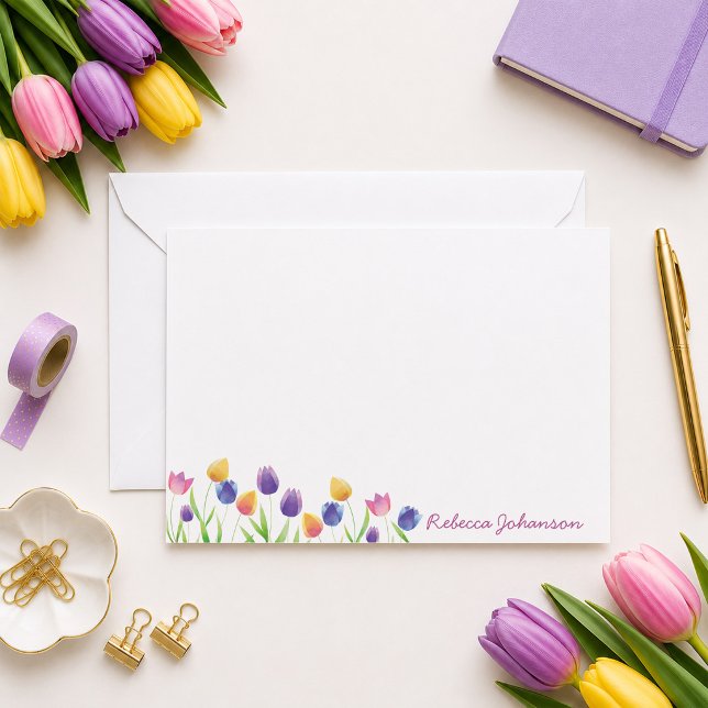 Cartão de Nota de Tulipa Personalizado (Criador carregado)